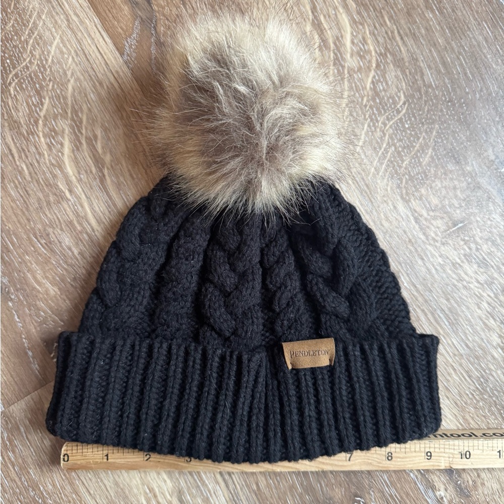 Pendleton Classic Black Wool Winter Hat Cable Kni… - image 3